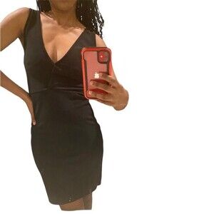 Shein black sleeveless v neck bodycon dress